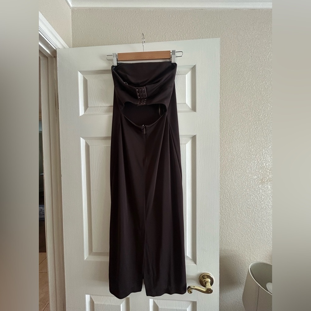 Tibi Harlow Jersey Strapless Midi Dress Brown Size 0 - Picture 7 of 10